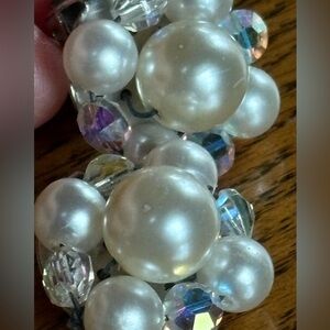 Vintage pearl and rhinestone clip on earrings great for repurposing or wearing